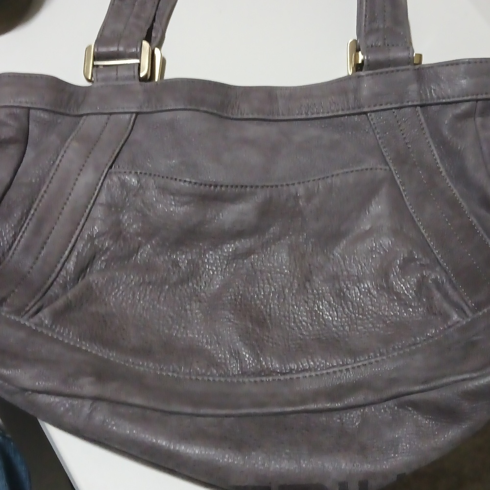 Hlaska Gray Leather Satchel